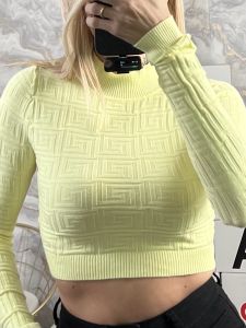 Meander Cropped Sweater/Yellow