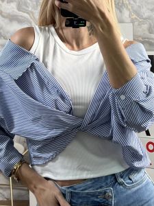 Stripped Shirt-Top 7309/Navy Blue