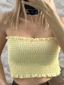 Wasp Nest Strapless Top-NEW/Light Yellow