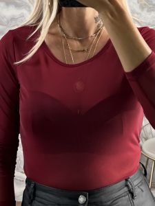 C-Through Top-8520/Burgundy
