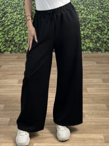 Viscose Wide Sweatpants-1806/Black