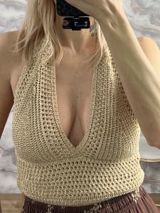 Openback Lurex Crop Top/Gold