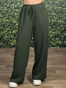 Waffle Fabric Highwaist Pants/Khaki
