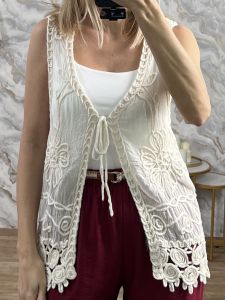 Cotton BOHO Vest-79/Beige
