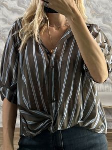 KnotTied Stripes Shirt-6036/Chocolat