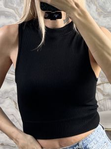 CrewNeck Sleeveless Top-213/Black
