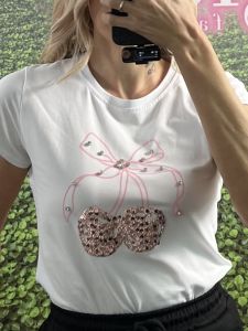 T-shirt Bow Cherries/White
