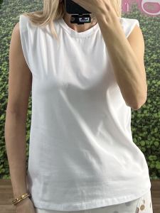 Sleeveless Cotton Pads Top-5774/White