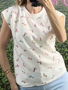 Viscose Sleeveless Dogs Top/White