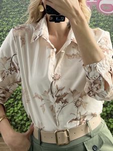 Floral Classic Cotton Shirt/Beige