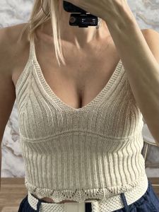 Knitted Cotton Top-941/Gold