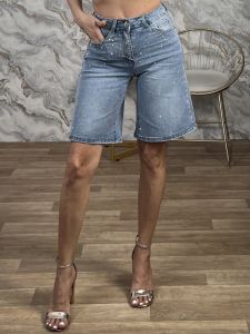 Ombre Strassed Denim Pants-3613/Blue