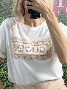 Queen Strass T-shirt/White-Gold