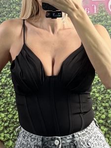 Cups Corset Bodysuit/Black