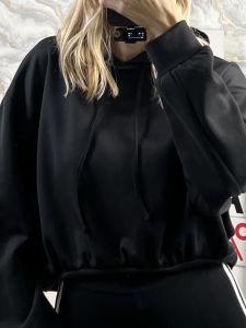 Hooded Crop Sweatshirt/Black