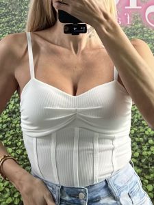 Rip Corset Top-11718/White