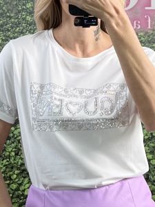 Queen Strass T-shirt/White-Silver