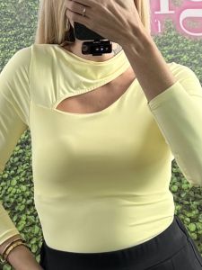 Cut Out Bodysuit/Yellow