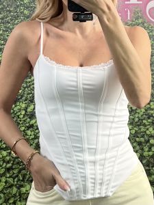 Corset Lace Top/White