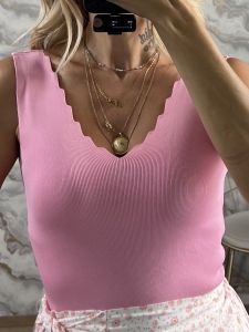 Knitted Classic ZicZac Top/Pink