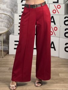 Viscose Belt Pants-19008/Red