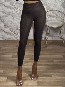 Leopard Mat Leather Leggings-NEW/Chocolat