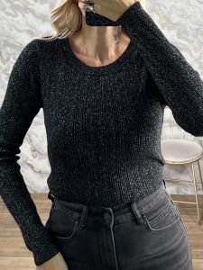 The-Lurex Knitted Top-57361/Black