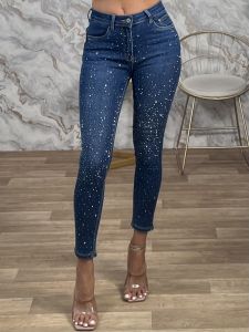 Strassed Push Up Denim Pants-6278/Blue