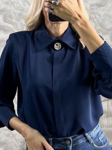 Lok-Pads & Brooch Shirt-89468/Navy Blue