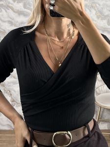 Zoz-Elastic Rip Wrap Top-25404/Black