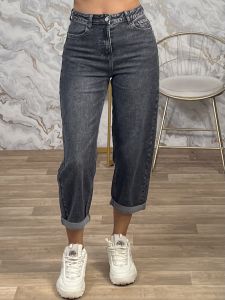 Ang-Highwaist Denim Pants-712-34/Dark Grey