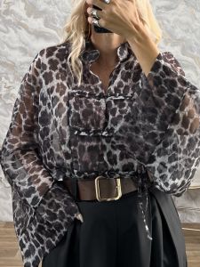 Ton-Viscose Oversized JPNS Shirt-26535/Leo Grey