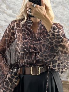 Ton-Viscose Oversized JPNS Shirt-26535/Leo Choco