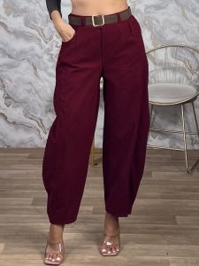 Lil-Cord Belt Pants-19194/Burgundy