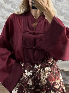 Ton-Viscose Oversized JPNS Shirt-26535/Burgundy