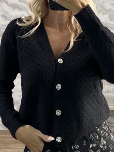 The-Textured SuperSoft Cardigan-8097/Black