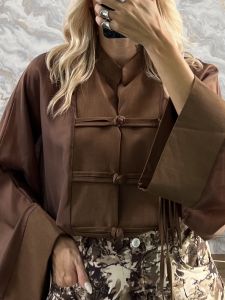 Ton-Viscose Oversized JPNS Shirt-26535/Chocolat