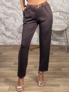 Viscose Belt Pants-2511/Chocolat