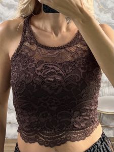 Lace Zipper Top/Chocolat