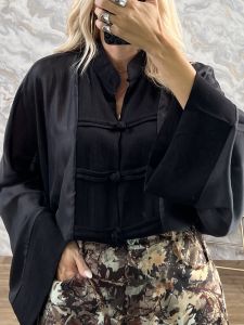 Ton-Viscose Oversized JPNS Shirt-26535/Black