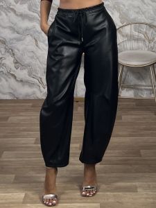 Ton-Leather Pants-50207/Black