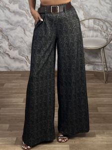Highwaist Belt Pants-90458/Black