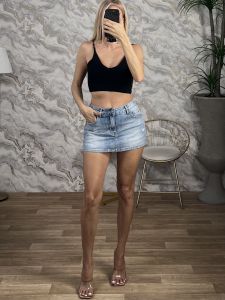 Skort Denim Mini Skirt-993/Light Blue