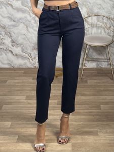 Lil-Viscose Elastic Belt Pants-2037/Navy Blue