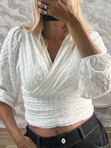 Waffle Fabric Top-6953/White