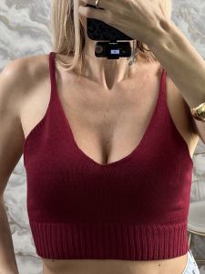 Knitted Viscose CropTop-1851/Burgundy