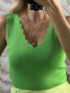 Knitted Classic ZicZac Top/Lime