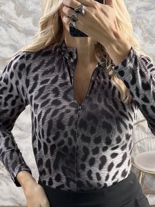 GLOW Animal Bodysuit/Grey Leopard