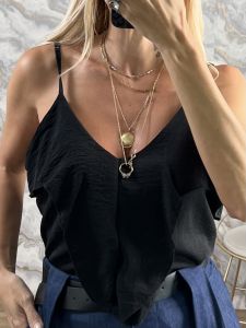 Back&Front Ruffled Top-80231/Black
