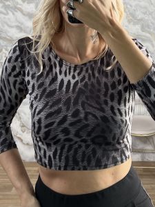 GLOW Animal CropTop/Grey Leopard